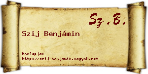 Szij Benjámin névjegykártya